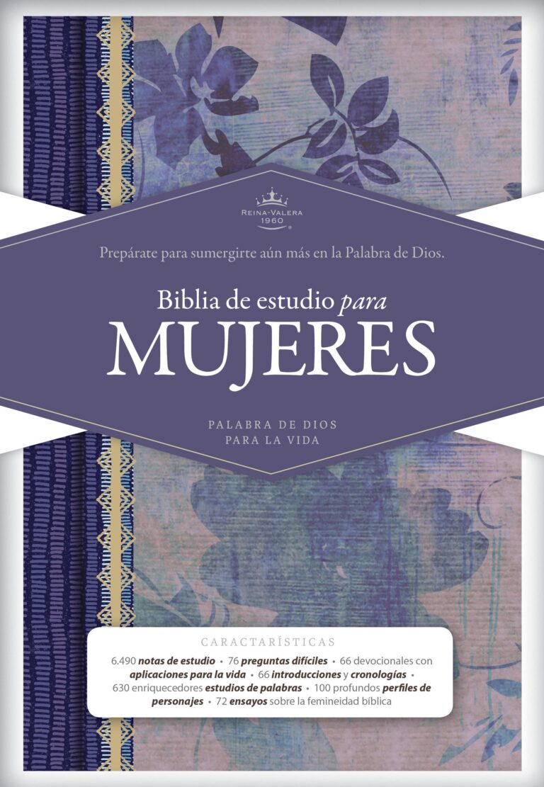 Portada de Biblia de estudio para mujeres RVR 1960, azul floreado